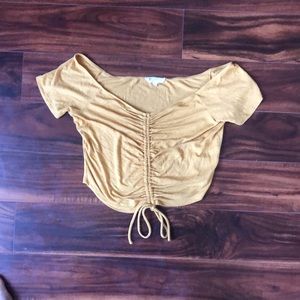 LA Hearts (L) ruched center mustard yellow too